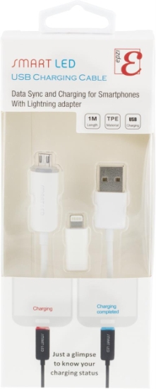 USB-synkronointi/latauskaapeli LED-valoilla + Apple Lightning